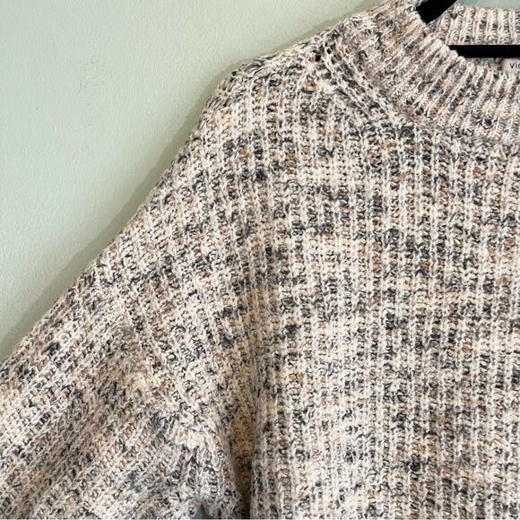 Violeta By Ming Mock Neck Long Sleeve Ribbed Knit Pullover Sweater Gray Medium - Picture 3 of 11